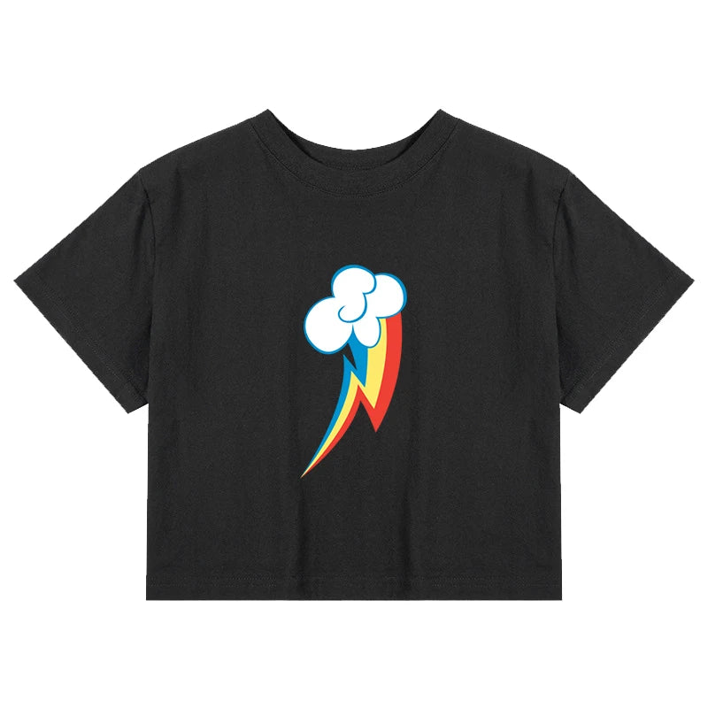 Rainbow Dash Cutie Graphics Design Cute Sexy Crop Tee Women's Street