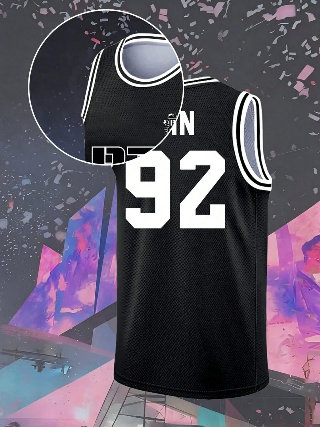 Men #92 Jersey Black Mesh Sleeveless Basketball Style Tank ARMY Fan