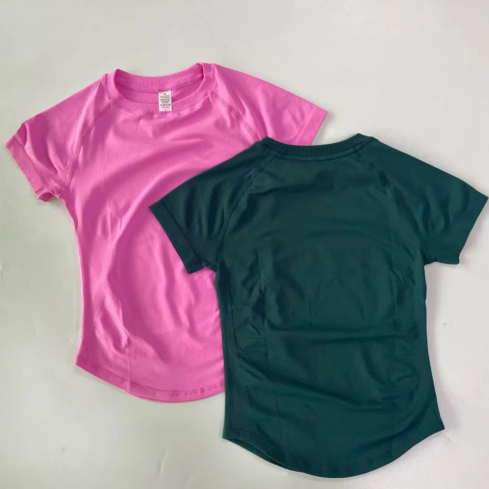 2 Piece Leggings Set Women Longline Short Sleeve Gym Crop Top High