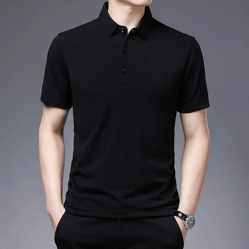 2026 Men's New Solid Color Business Casual POLO Shirt Summer Fashion