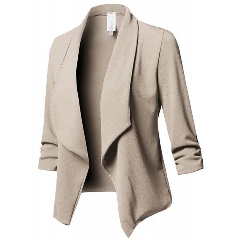 Women Solid Folds PU Leather Button Turn Down Collar Bodycon Working