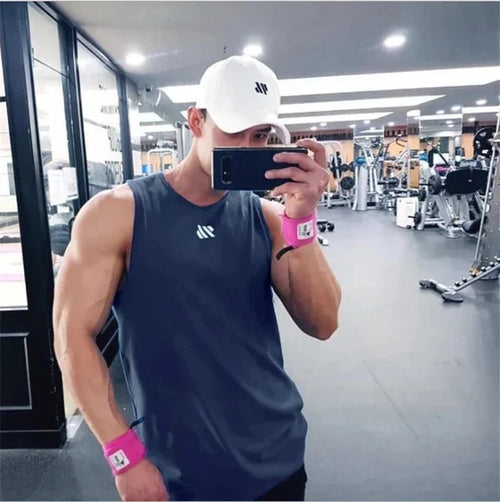 2024 Mens fitness gyms Tank top men Fitness sleeveless shirt Male mesh