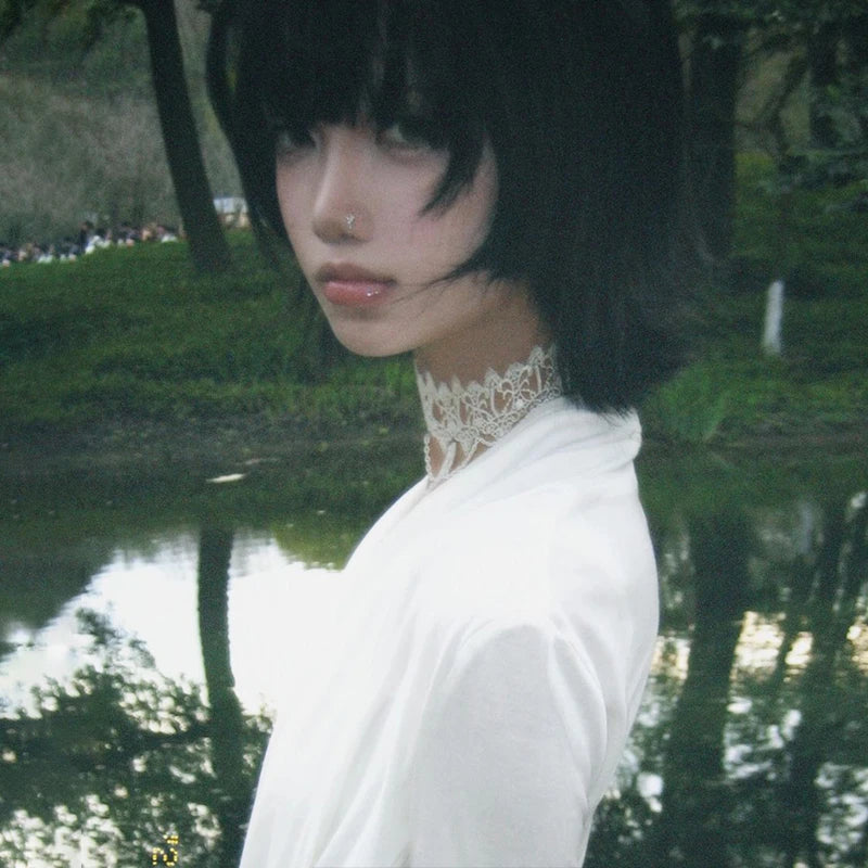 Karrram Japanese Y2k Cross Tops Trashy 2000s Style V-neck Long Sleeve