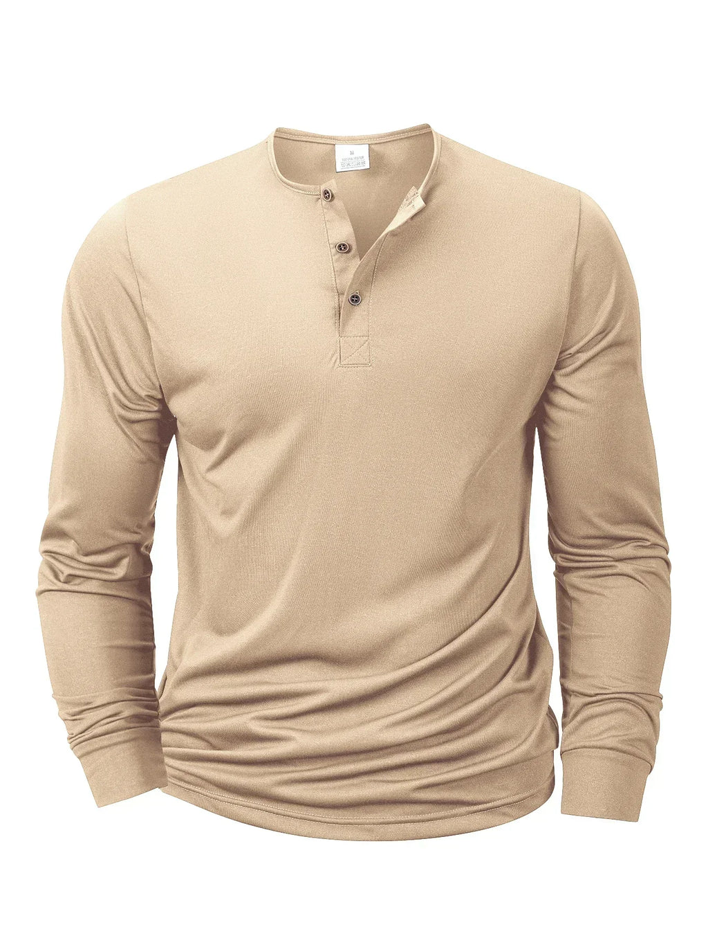 Spring Autumn Henley Neck T-Shirt Men Basic Breathable Men's Long