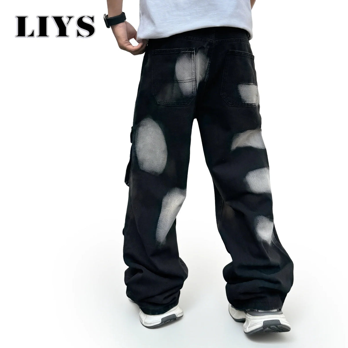 2026 Spring Summer Men's Black Straight Leg Workwear Jeans With