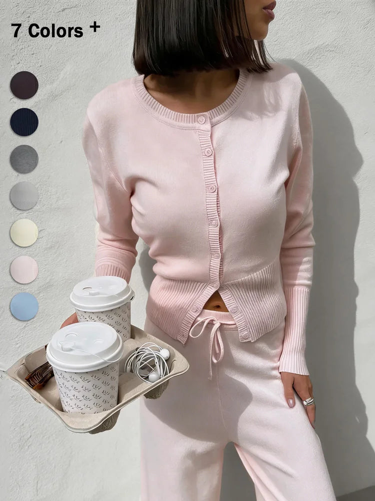 Tossy Casual Knit Cardigan Top For Women Long Sleeve Ribbed Patchwork