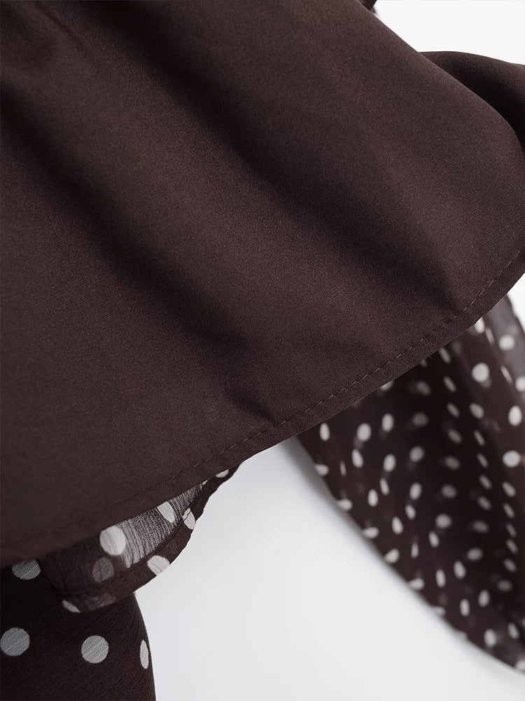 Polka Dot Printed Women Shirt 2026 Spring New Bow Tied Blouse Woman