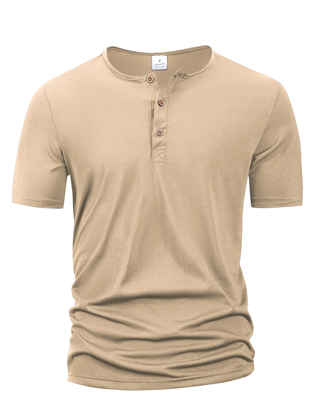Men's Henley Neck T-shirts Summer Casual Beach Short Sleeve Solid