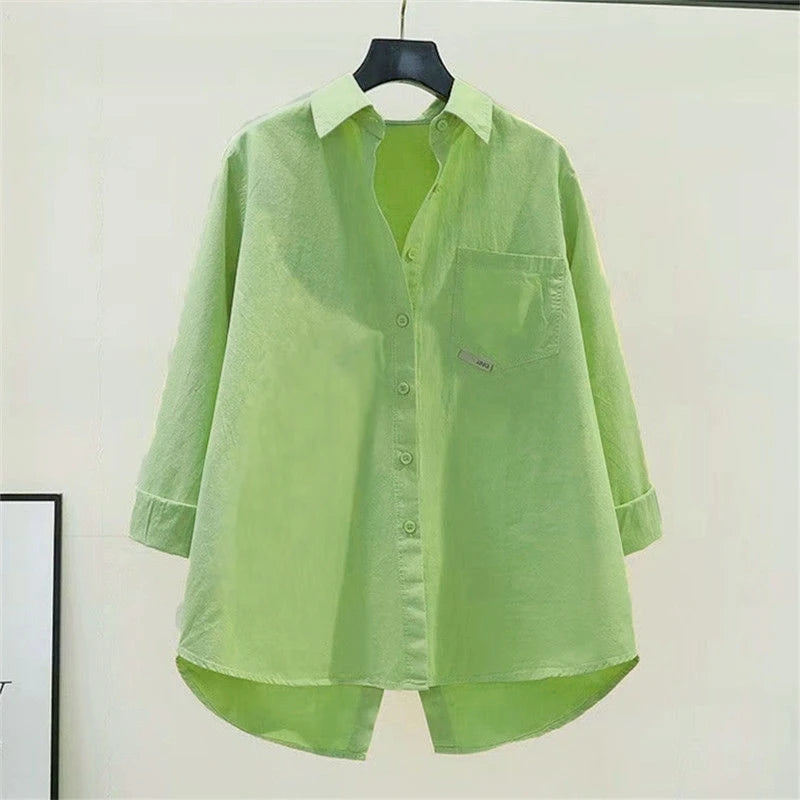 Irregular Office Lady Casual Elegant All-Match Shirt Loose Shirts And