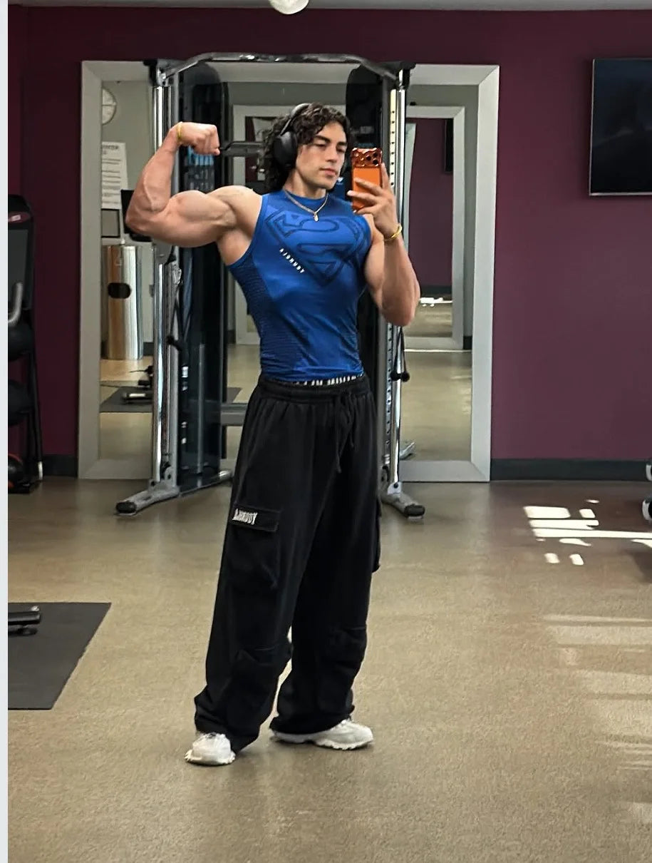 sum mer new Men's 2026 new Print Fitness Athletic Sleeveless Vest