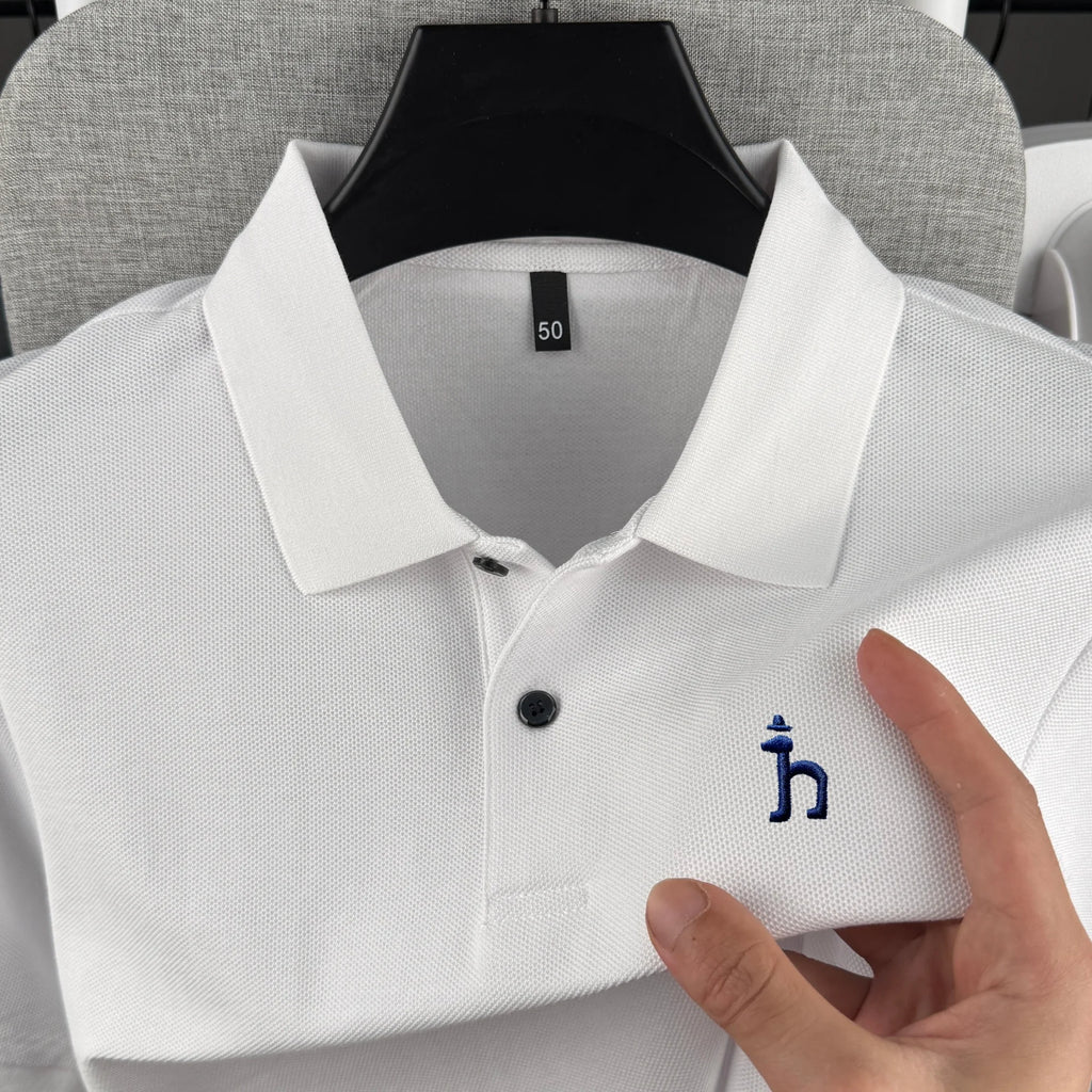 100% pure cotton high-end brand men's short sleeved polo shirt summer