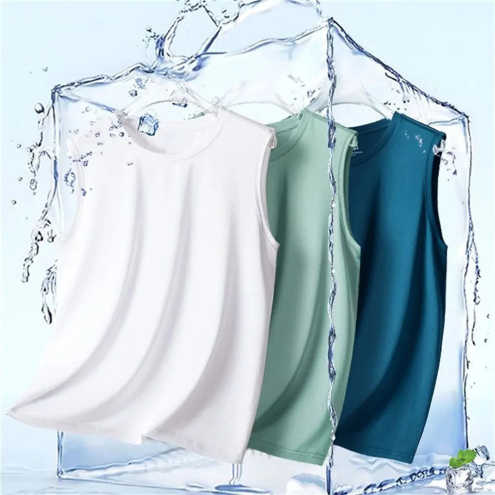 2026 Men's Ice Silk Mesh Tank Tops Gym Stringer Transparent