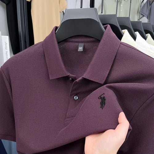 100% pure cotton high-end brand men's short sleeve polo shirt 2026