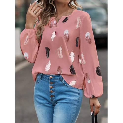 2024 New Spring Summer Women Casual T Shirt Fashion Feather Printed