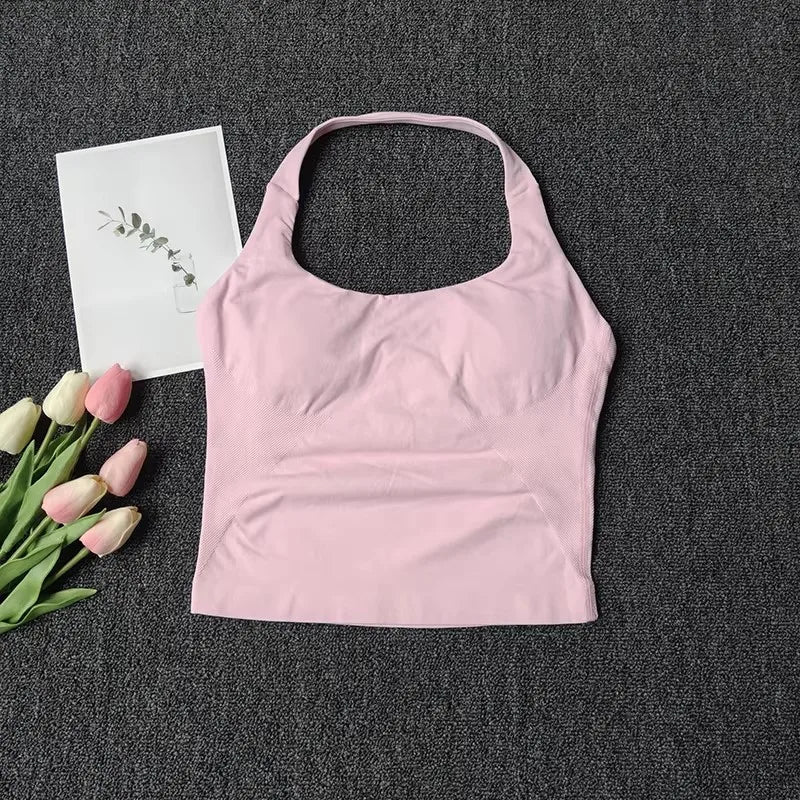 Women's Square Neck Deep Open Back Halter Bralette - Thick Straps,