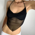 Sexy Transparent y2k Mesh Halter Tops Women V-neck Backless Korean