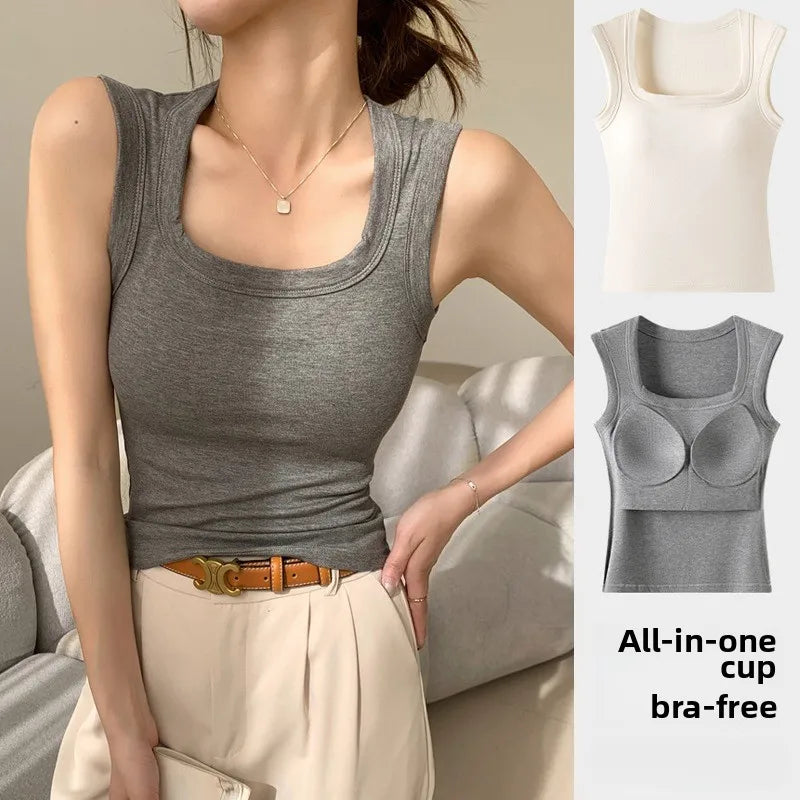 New Seamless Built-in Bra Tank Top for Women Sports Bra & Summer