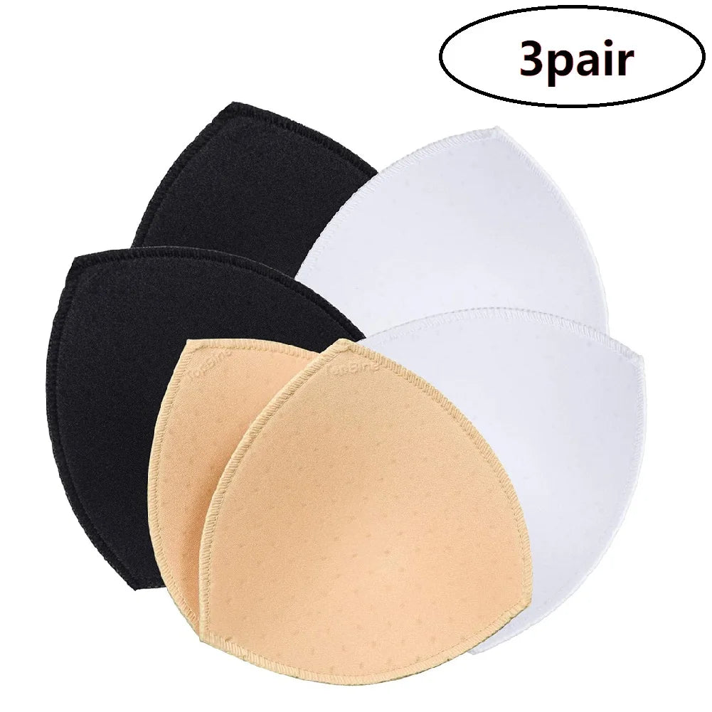 3 Pairs Women's Removable Cups Bra Pads Inserts Triangles Bra Pads