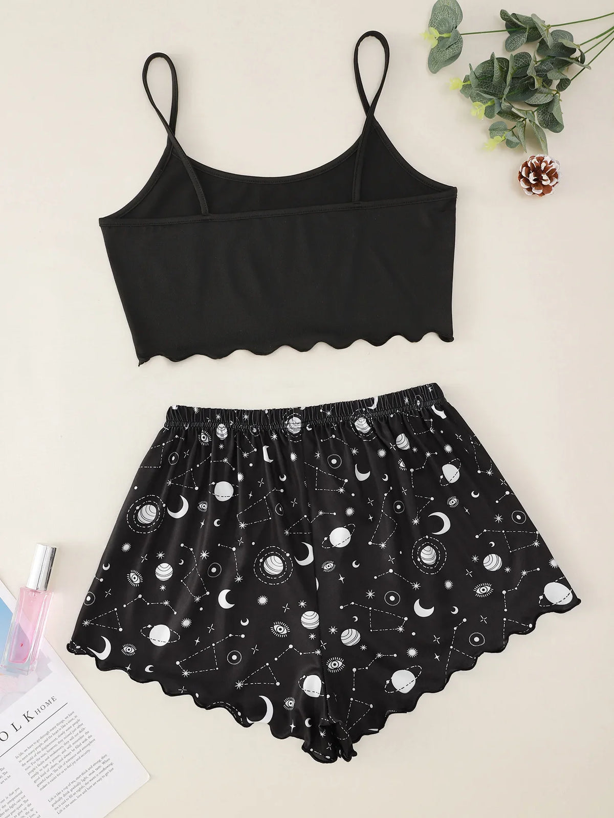 Summer Sleepwear for Women Pajamas Set Star Moon Printed Sleeveless
