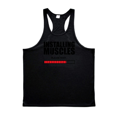 Installing Muscles Please Wait Y-back Tank Tops Gym Fitness