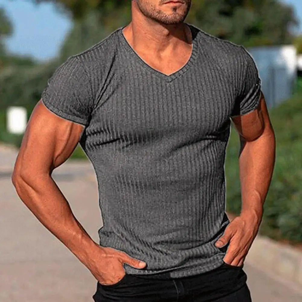 Deep V Neck T Shirt for Men Low Cut Vneck Wide Vee Tee Male Tshirt