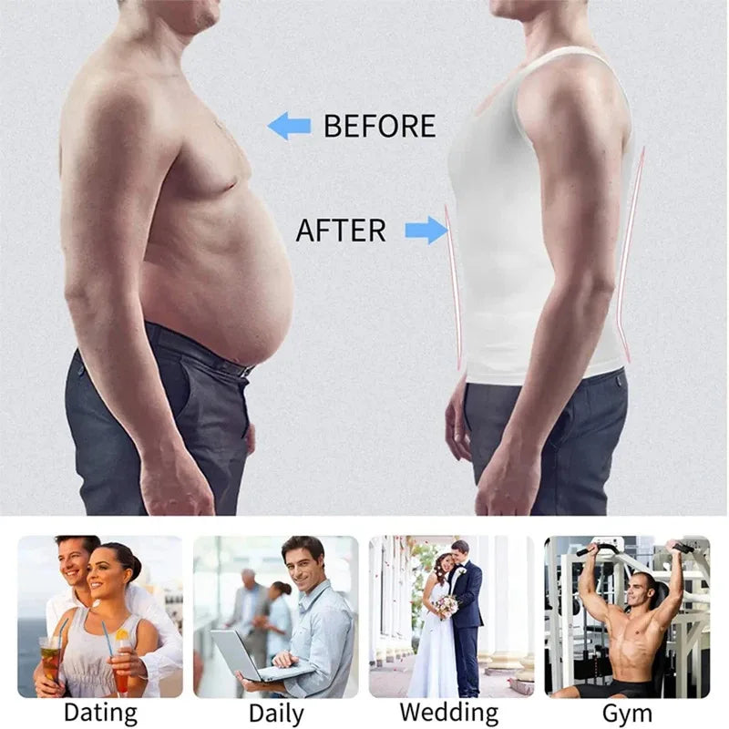 Men Compression Shirt for Body Shaper Slimming Vest Tight Tummy