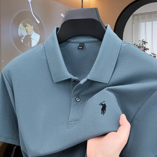100% pure cotton high-end brand men's short sleeve polo shirt 2026