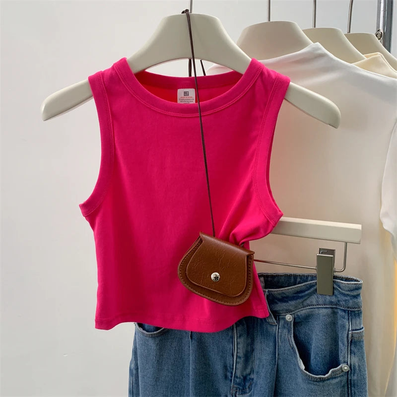 2026 Tank Top for Women Ribbed Down Sleeveless Blouse Solid Color