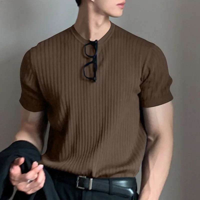 Summer Men's Clothing Light Luxury T Shirt Leisure Long Sleeve O Neck