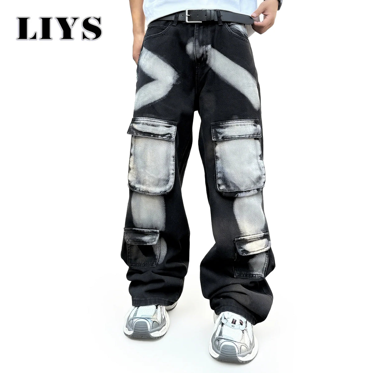 2026 Spring Summer Men's Black Straight Leg Workwear Jeans With