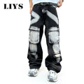 2026 Spring Summer Men's Black Straight Leg Workwear Jeans With