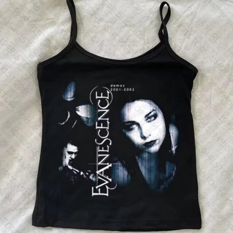 90s Aesthetic Emo Punk Graphic Print T-shirt Baby Tank Tops Y2K