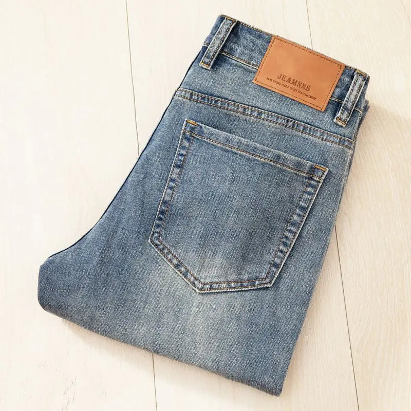 Men's Fashion Business Jeans Classic Style Casual Elastic Slim Fit