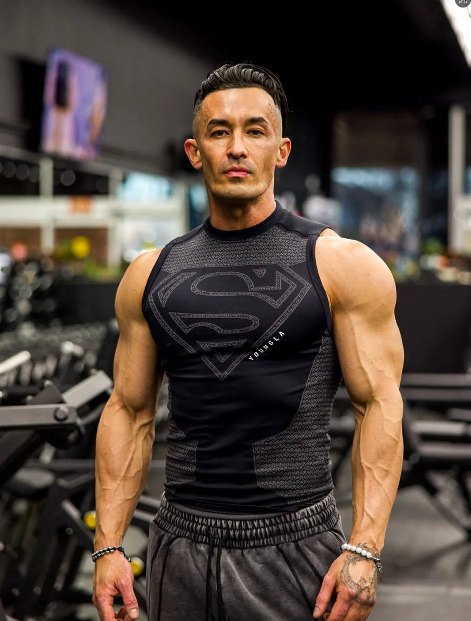 sum mer new Men's 2026 new Print Fitness Athletic Sleeveless Vest