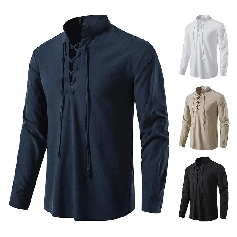 King Billion Men's Shirts Casual Men Cotton Linen Long Sleeve T-shirt