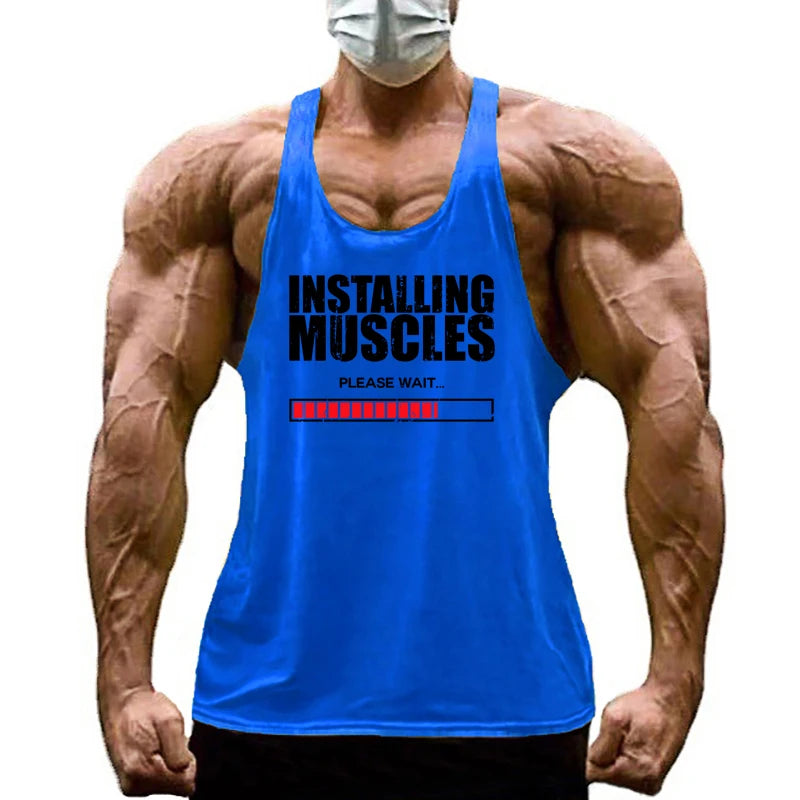Installing Muscles Please Wait Y-back Tank Tops Gym Fitness