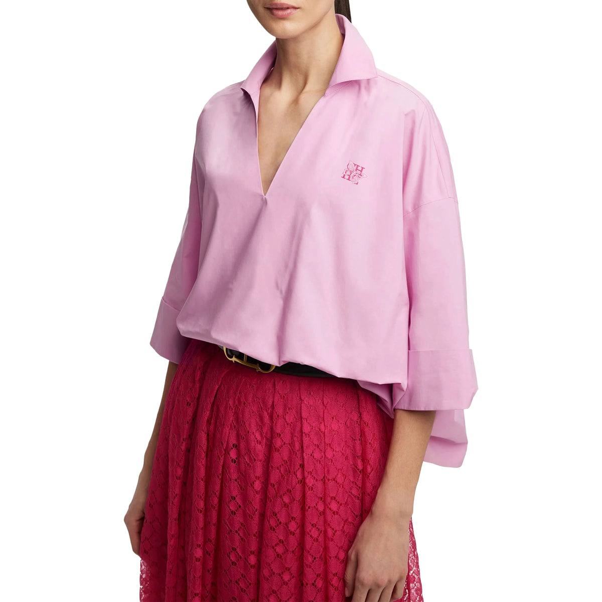CHCH Blouses For Women's Summer New Top Solid V-Neck Short Sleeve