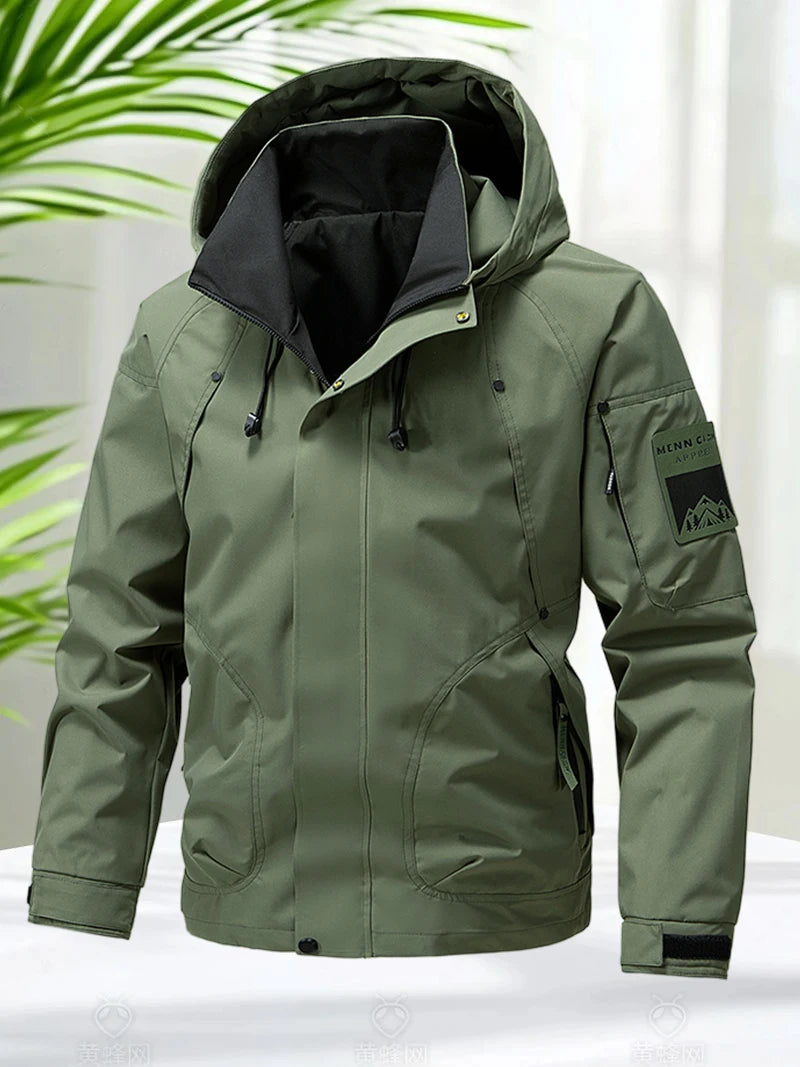 Waterproof Jacket Men Outdoor Softshell Zip Up Hooded Jacket