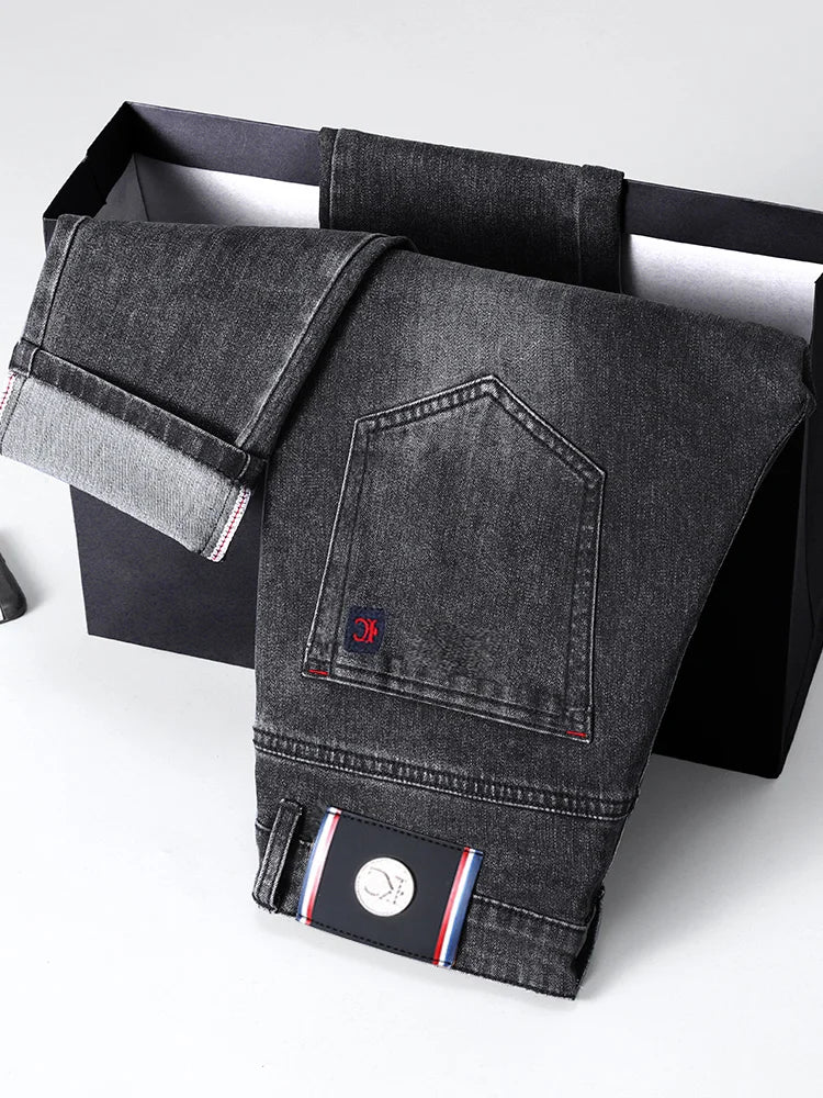 Men's Slim Fit Straight Leg Jeans European Style Versatile Business