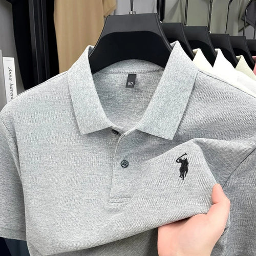100% pure cotton high-end brand men's short sleeve polo shirt 2026