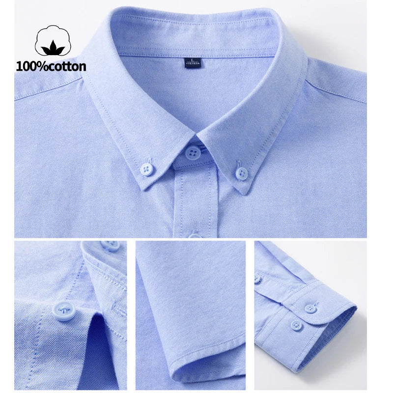 Men's 100% Cotton Oxford Shirt - Breathable Sweat-Wicking Button Down