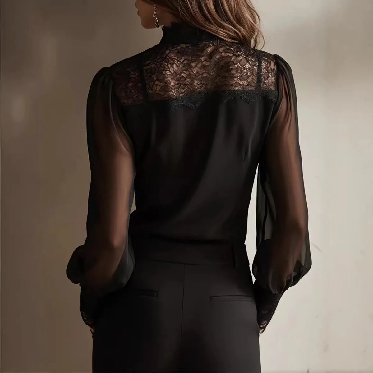 French Retro Blouse Women 2026 Spring Bow Lace-up Shirt Elegant Lace