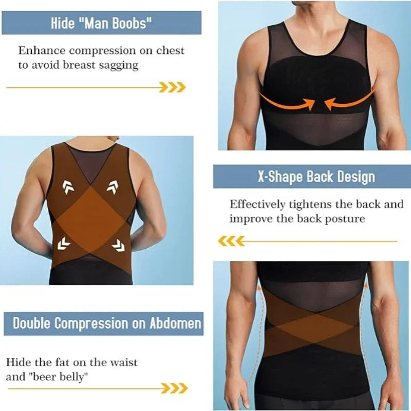 Men Compression Shirts for Men Shapewear Chest Abdomen Control Body
