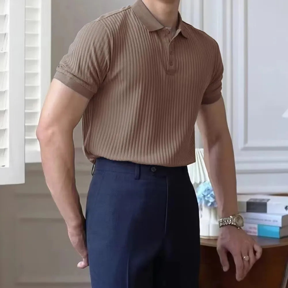Men's Summer Short-sleeved Polo Slim Casual Sportswear Hundred Stretch