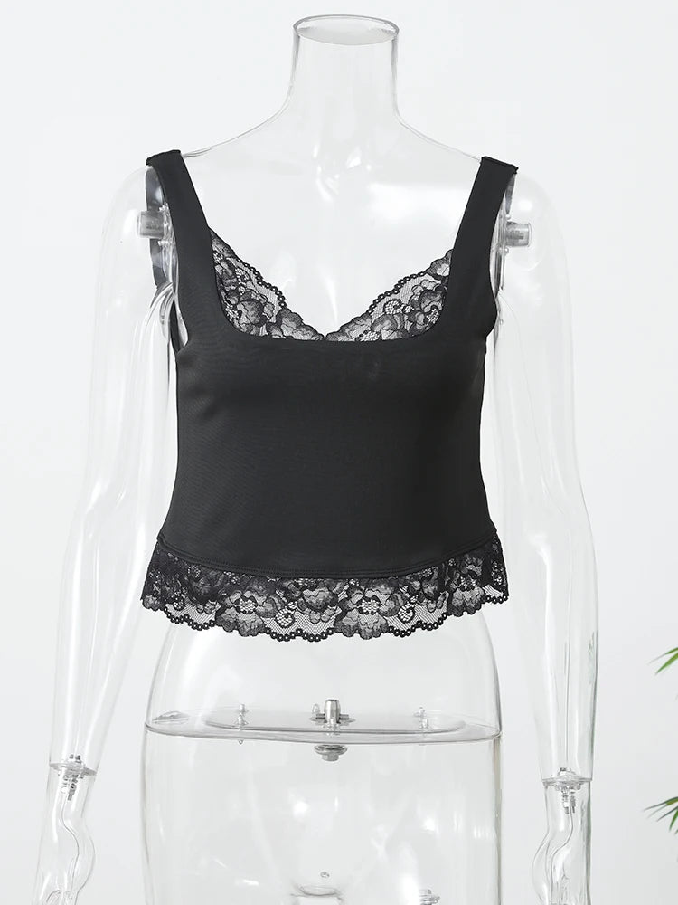 Chic Polka Dot Sling Short Top Lady Sexy Square Neck Off-shoulder Slim
