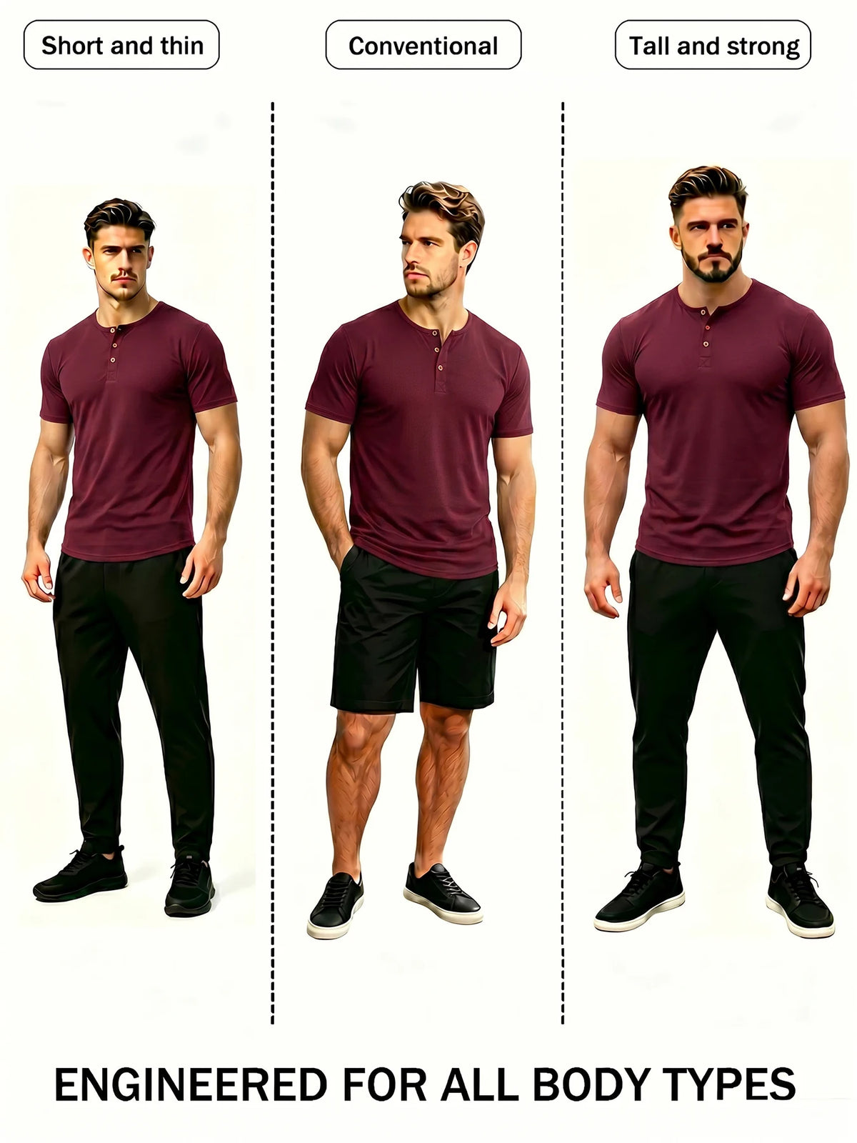 Men Henley Neck Short Sleeve T-Shirt Breathable Lightweight Quick Dry