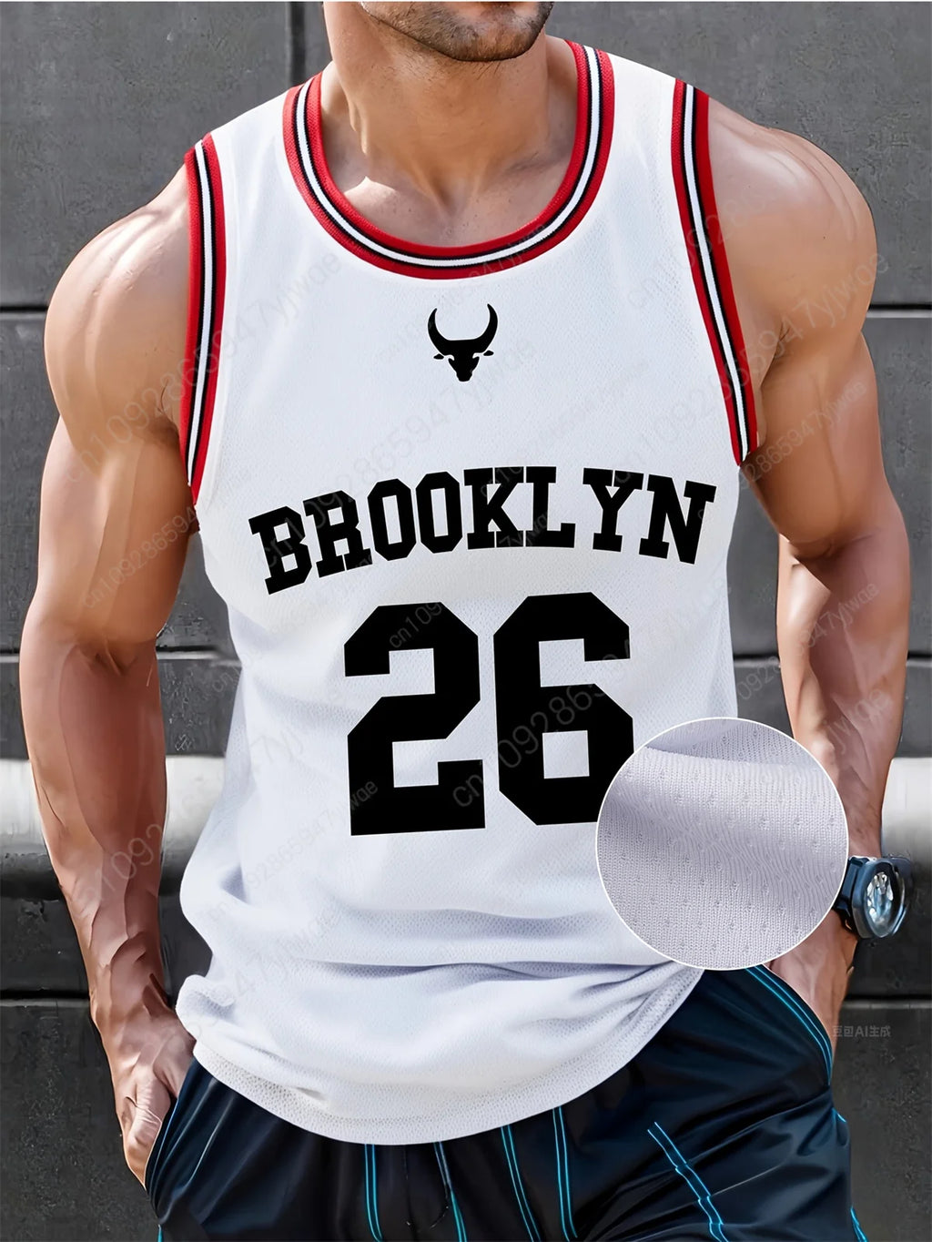 Brooklyn No.26 O-Neck Basketball Vest Loose Quick Drying Fabric