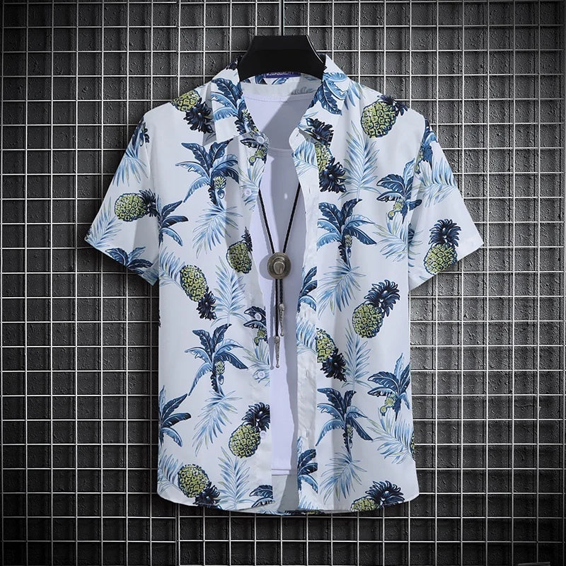 Men's Summer Short Sleeve Printed Shirt Thin Beach Shirt Men's