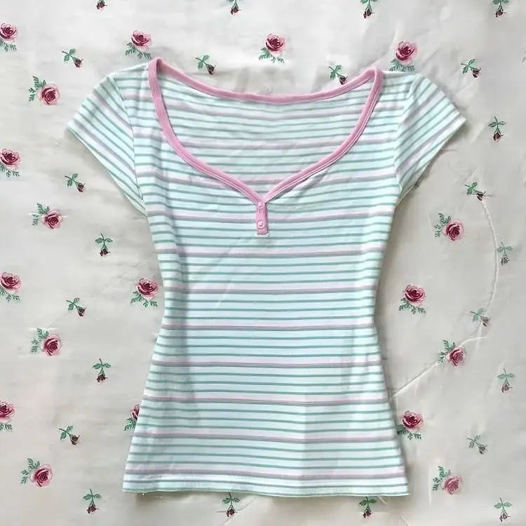 Aesthetic Lace Y2k Tops T shirt 2000s Vintage Clothes Women White Punk