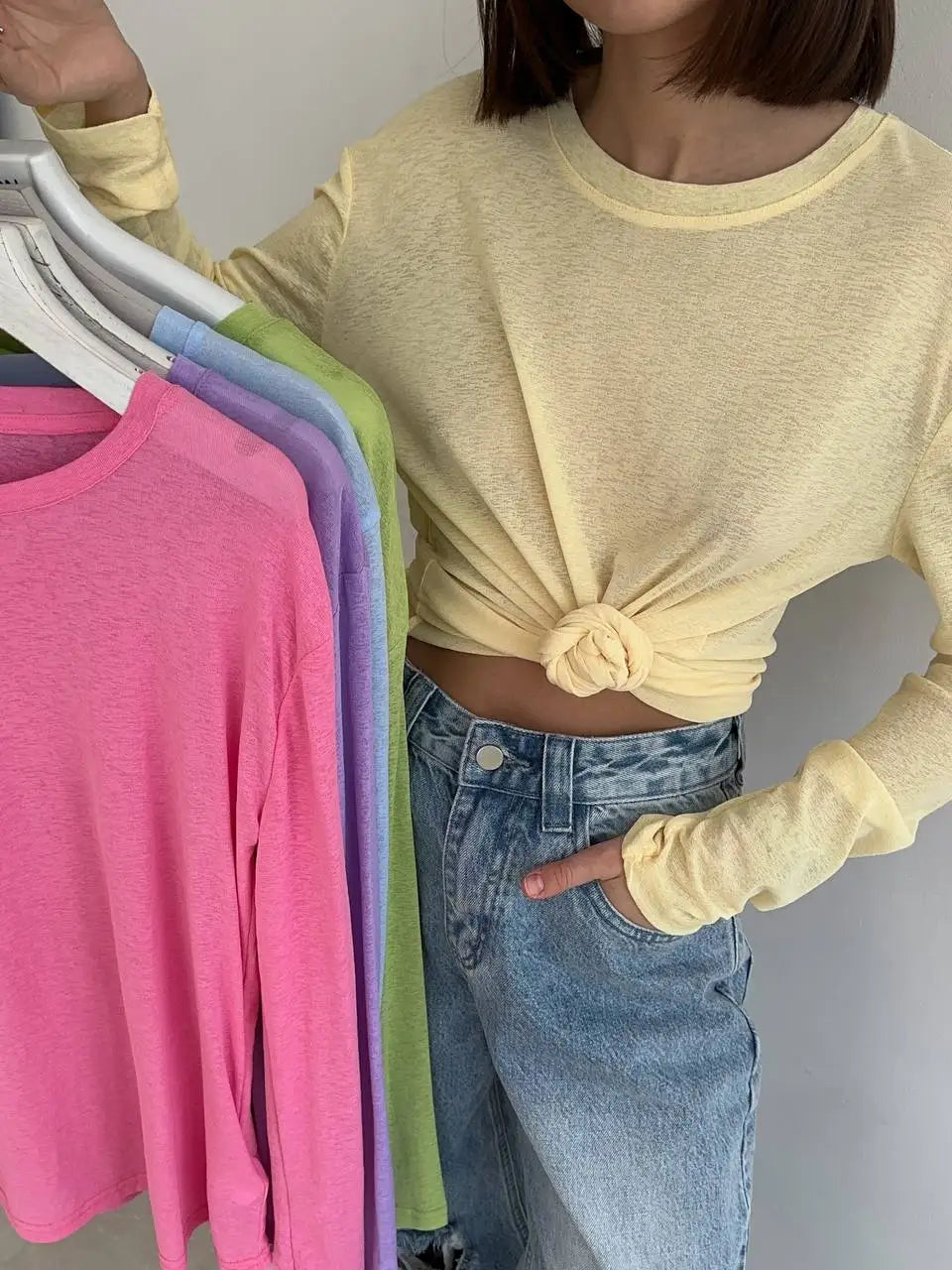 Hirsionsan 2025 Basic soft  T Shirts Women Summer autumn Long Sleeves